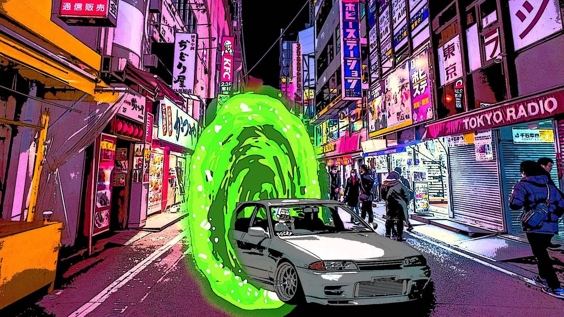 فن JDM الجمالي لريك ومورتي خلفية