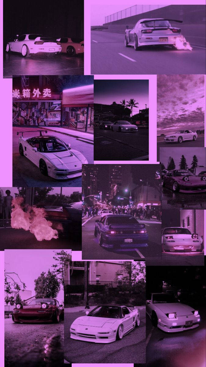 كولاج صور جمالي لسيارات JDM خلفية
