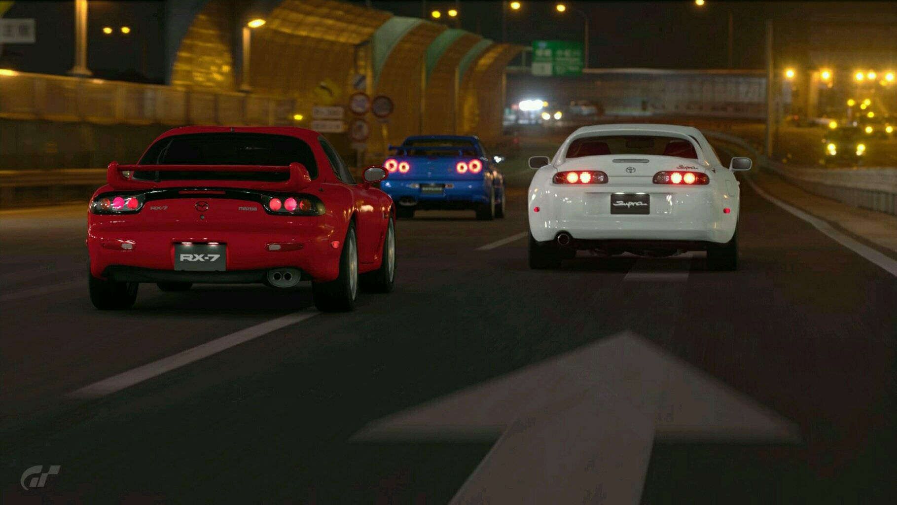 سيارات JDM على الطريق ليلاً خلفية