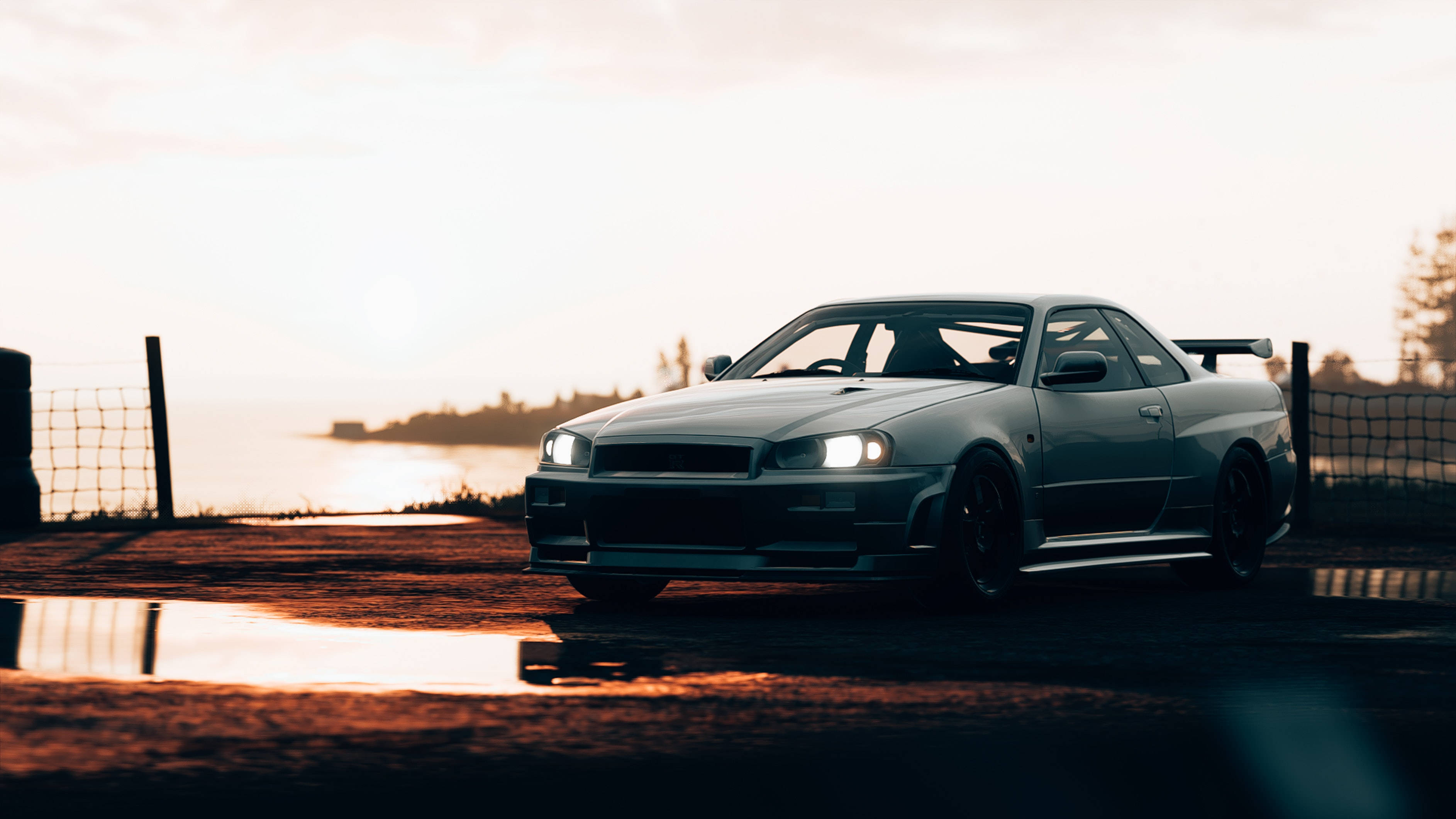 سيارات JDM مع غروب الشمس خلفية