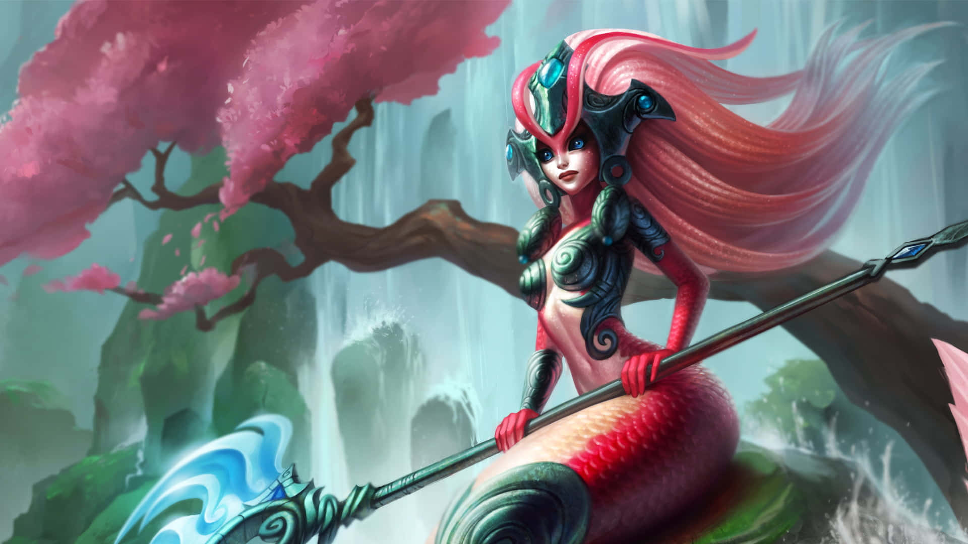 صورة ملونة لحورية البحر من لعبة League of Legends خلفية