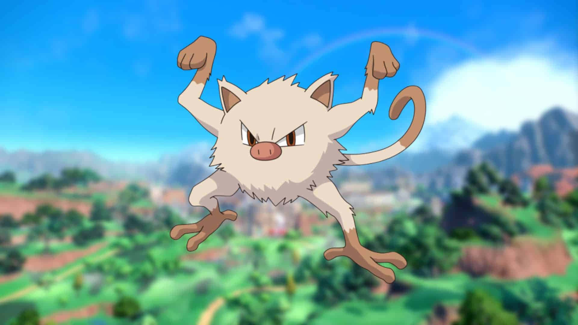 رسوم توضيحية ثنائية الأبعاد لـ Mankey غير المتطور Primeape خلفية