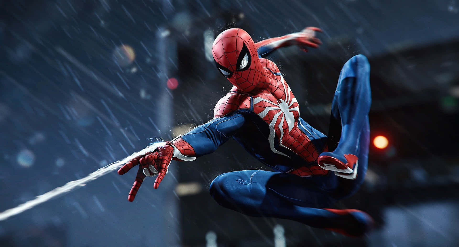 إطلاق شباك سبايدرمان في المطر من لعبة Marvel PS4 خلفية