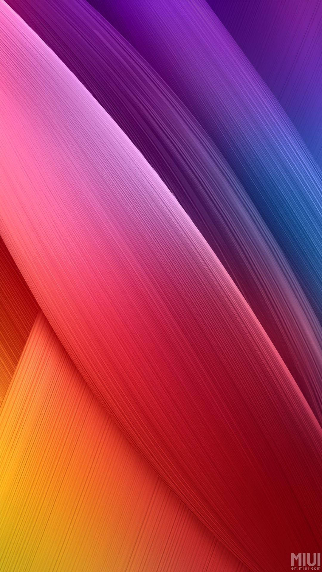 خلفية MIUI مشرقة بخطوط أرجوانية وبرتقالية وحمراء خلفية