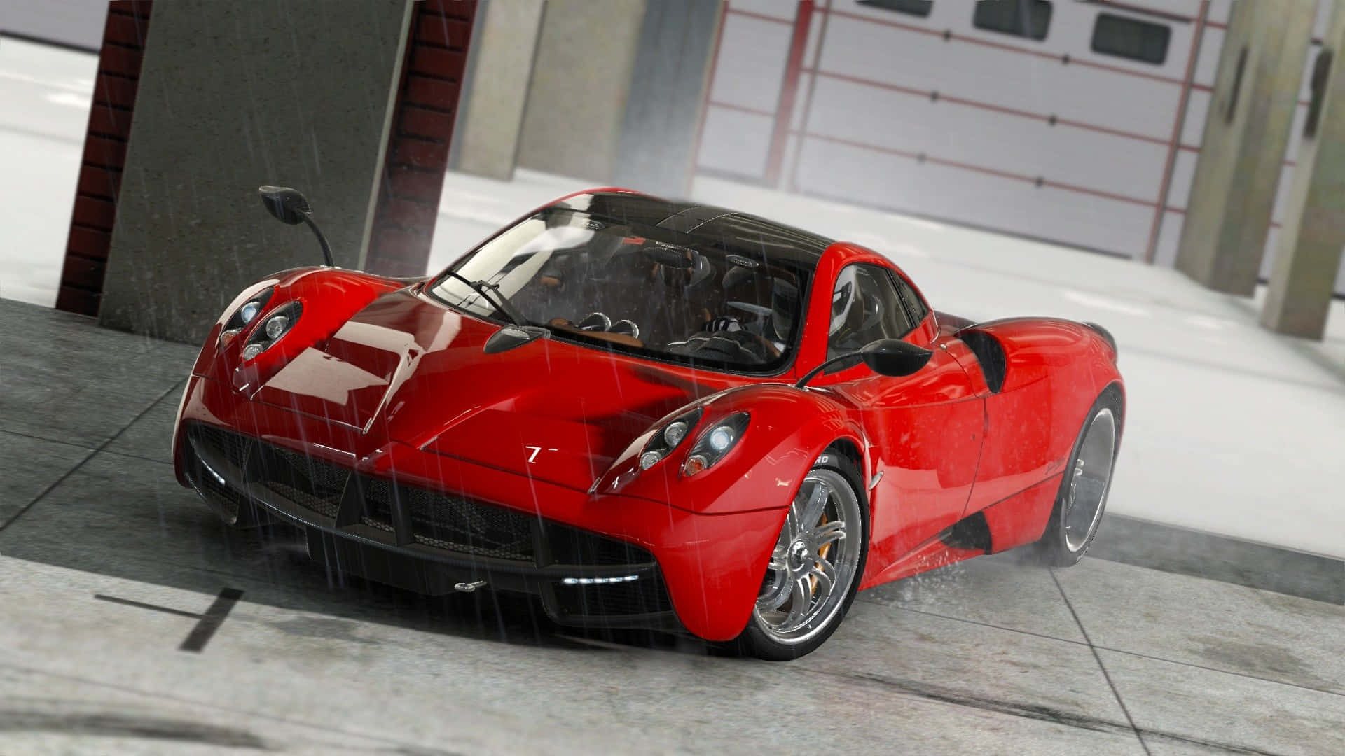 خلفية عرض عالية الدقة لسيارة Pagani Huayra الحمراء من Project Cars خلفية
