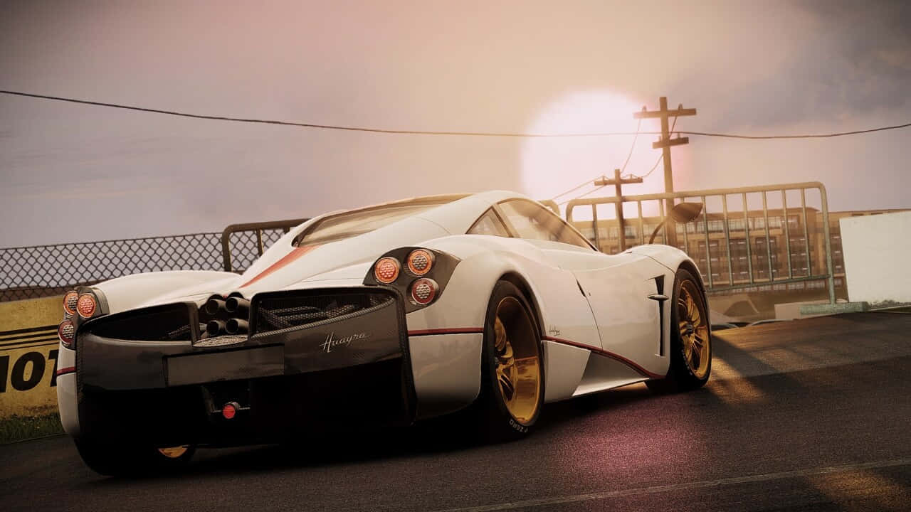 خلفية لعبة Project Cars بدقة 720p مع شمس بيضاء خلفية
