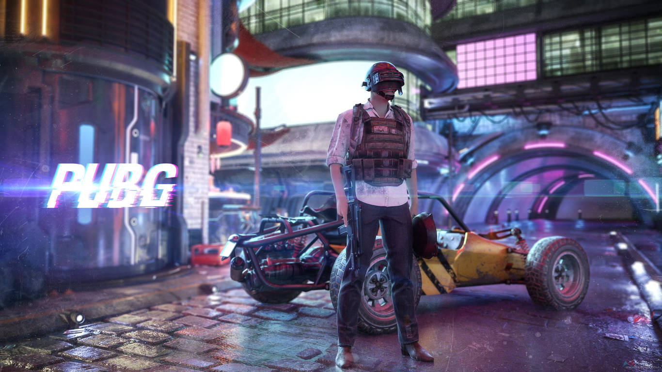 فيكتور في مدينة النيون PUBG 1366x768 خلفية