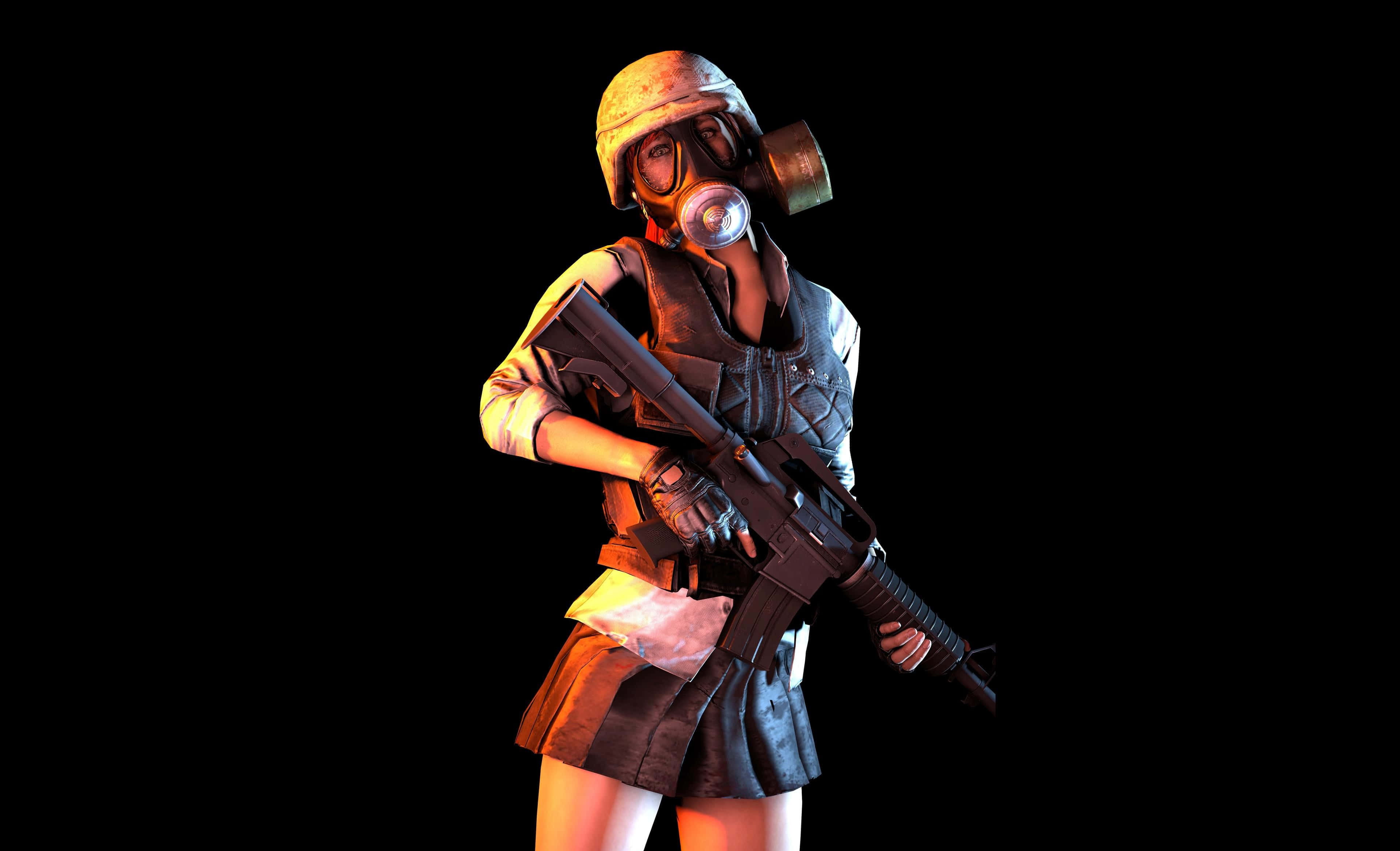 شخصية فتاة PUBG بقناع غاز خلفية