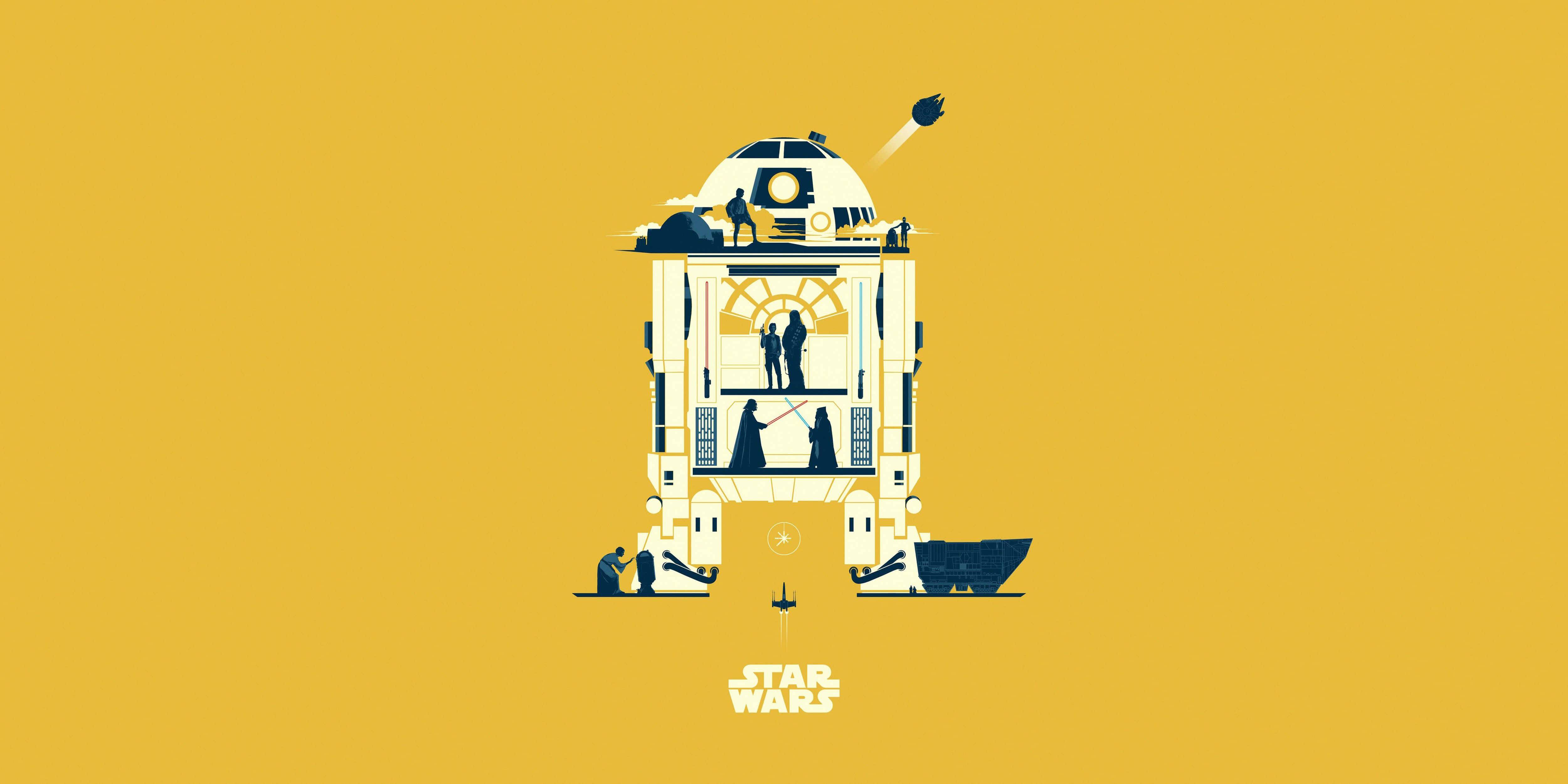 R2-D2 أصفر لجهاز آيباد خلفية