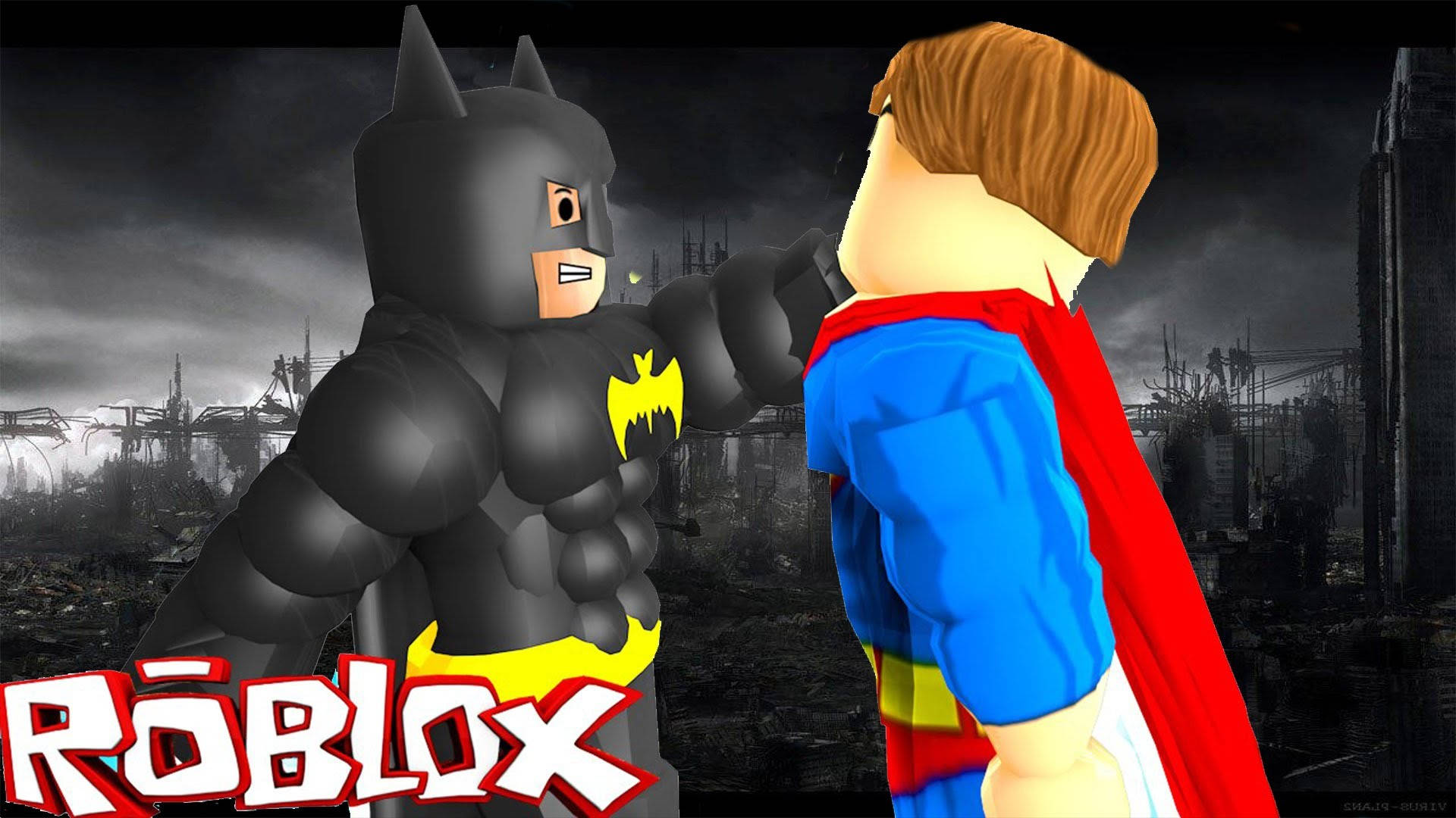 باتمان وسوبرمان في عالم Roblox خلفية