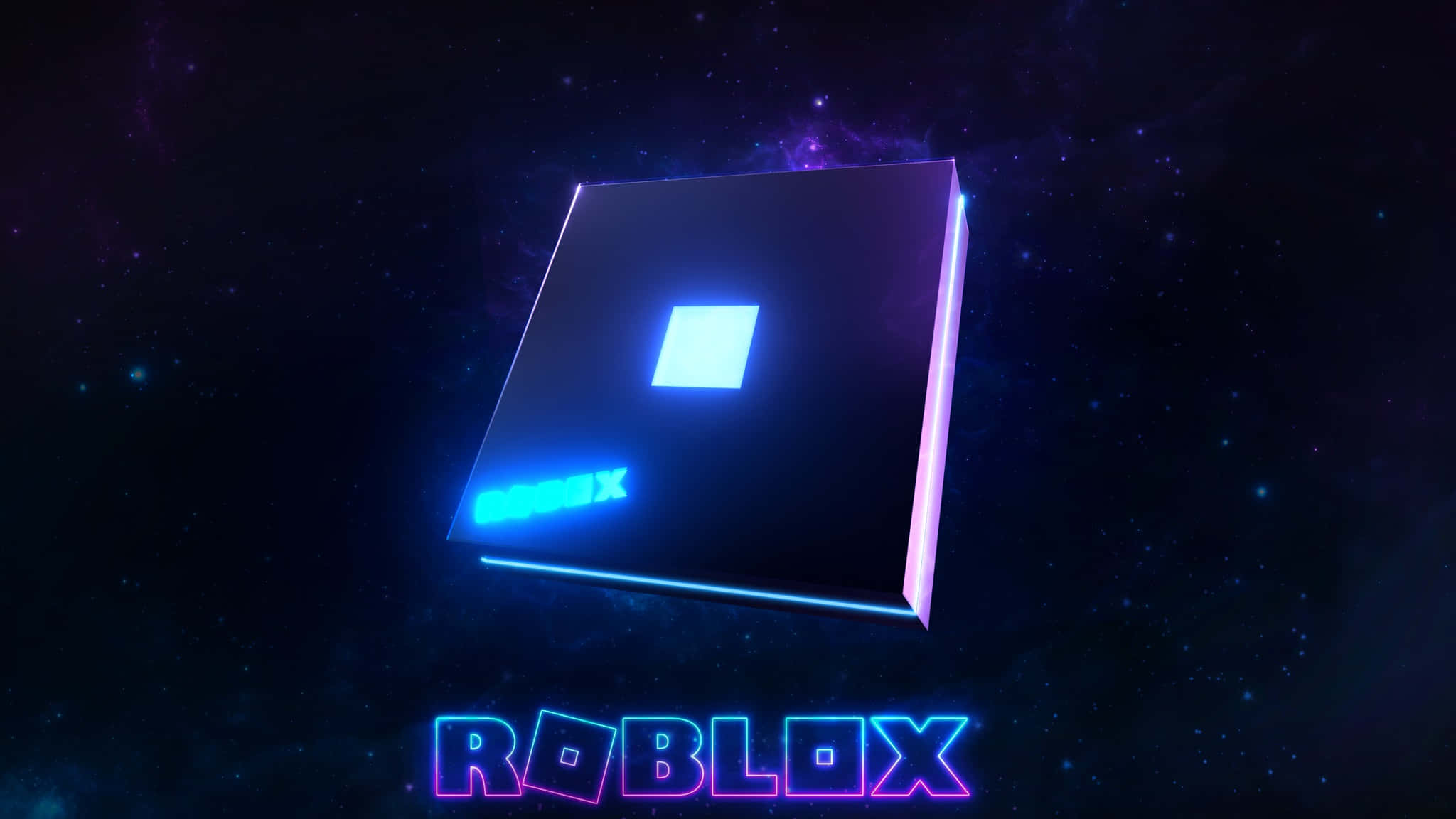 شعار Roblox باللون الأرجواني والأزرق خلفية
