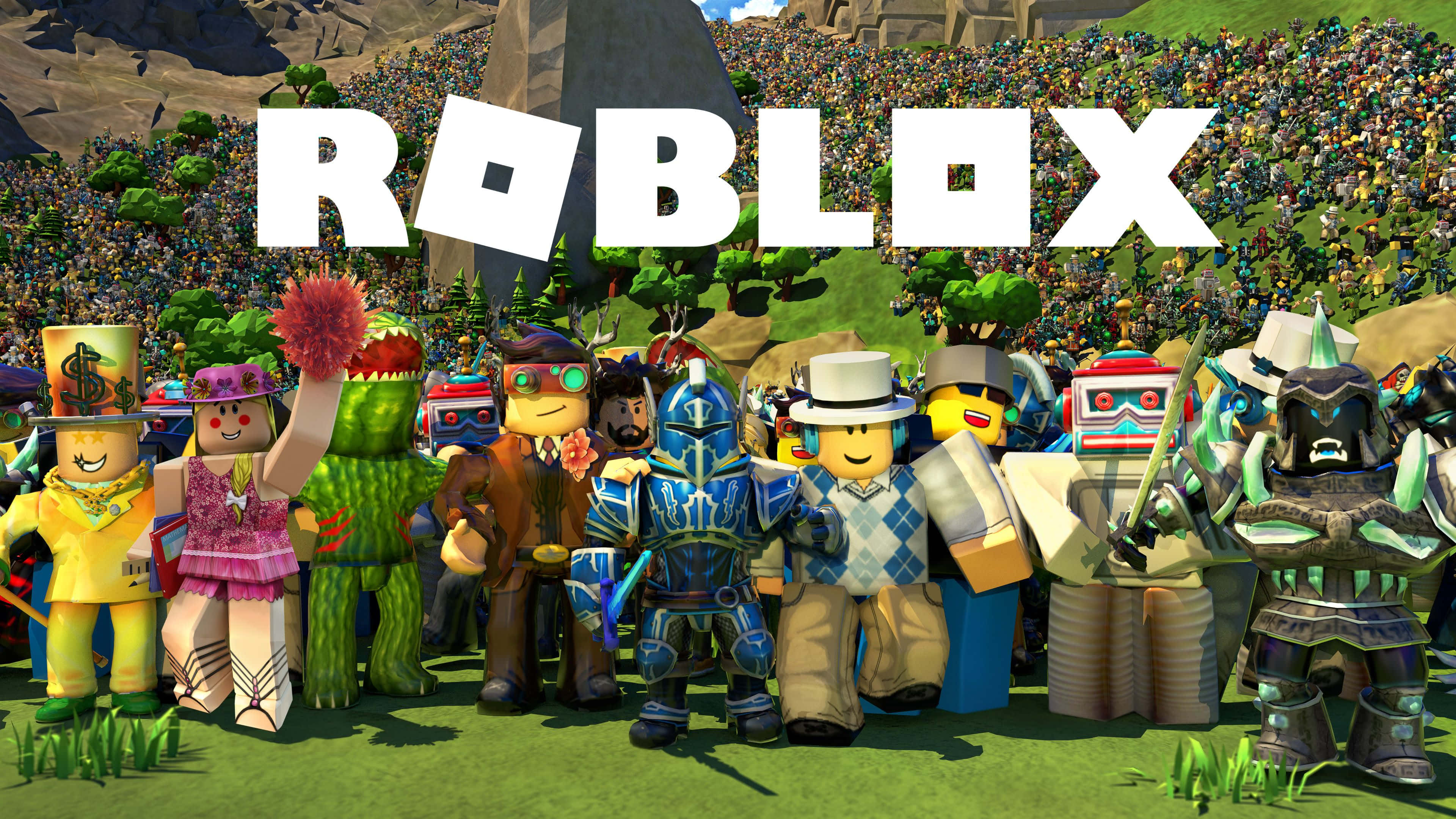 شعار Roblox فوق الشخصيات خلفية