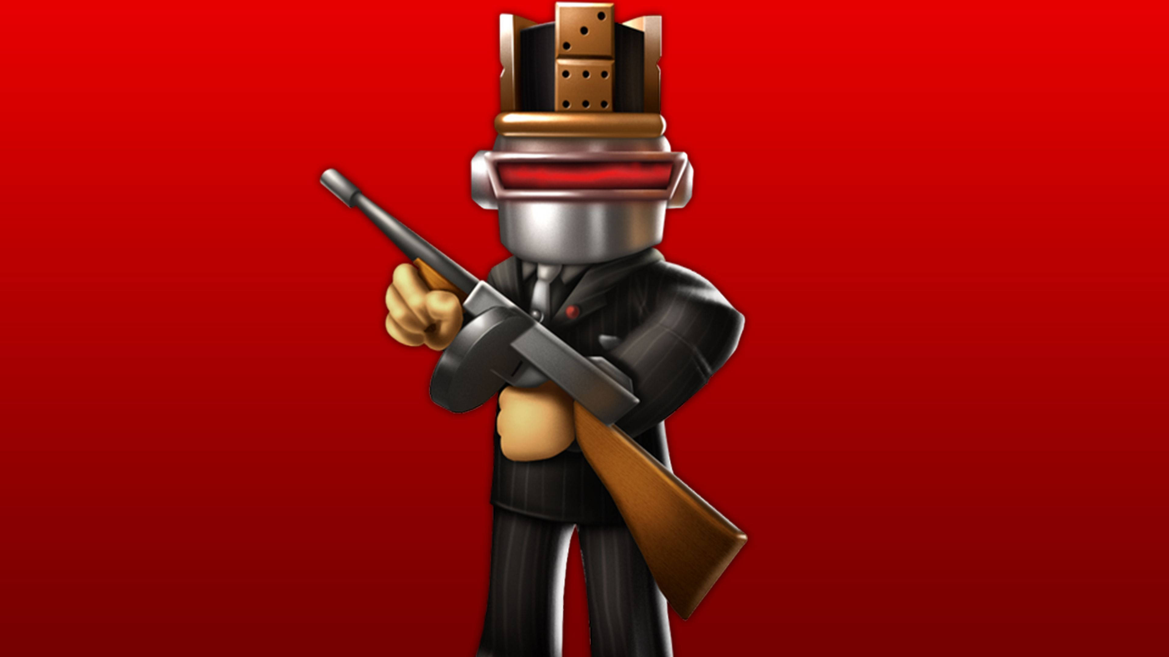 روبوت Roblox يطلق النار من مسدس خلفية