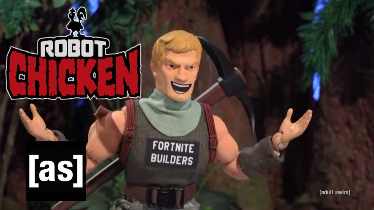 محاكاة ساخرة لـ Robot Chicken وFortnite خلفية