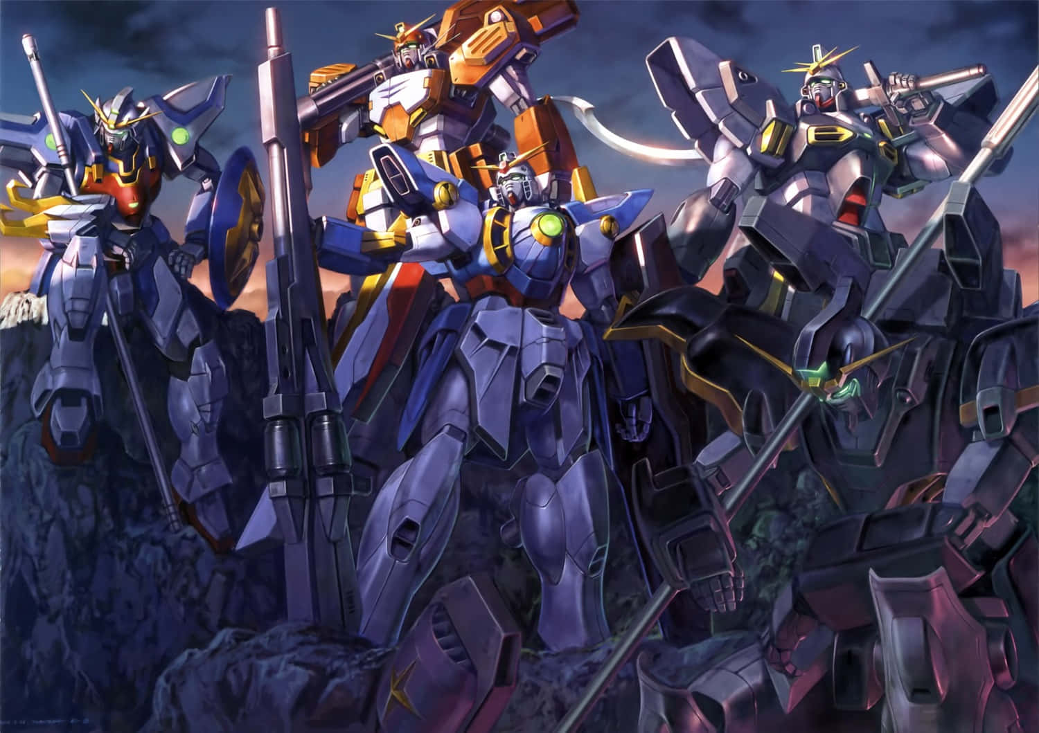 الـ RX-78-2 جاندام الشهير يقف شامخًا وفخورًا. خلفية