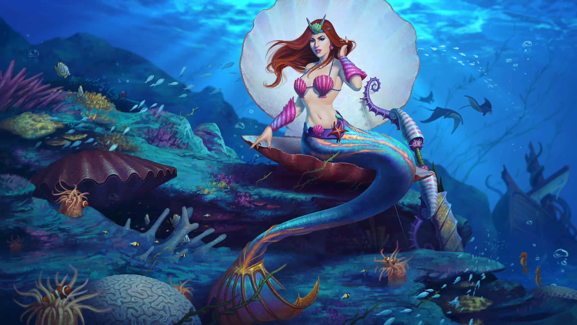 صورة ملونة حورية البحر لعبة Smite عبر الإنترنت خلفية