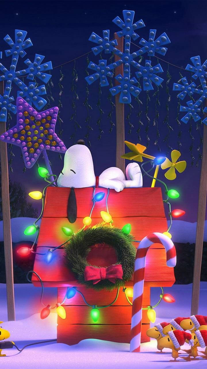 زينة عيد الميلاد ثلاثية الأبعاد لـ Snoopy خلفية