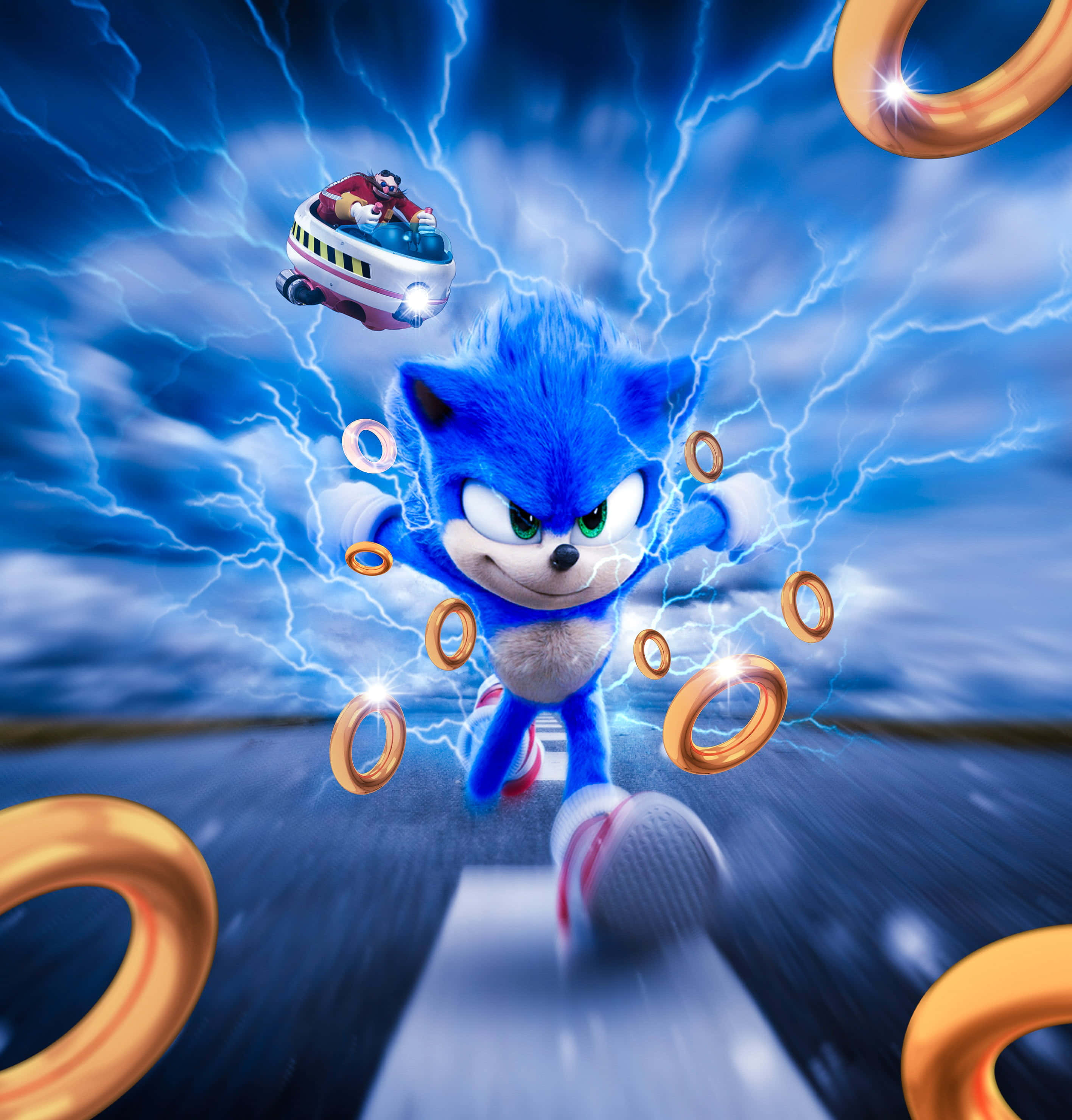 Sonic the Hedgehog يجري في منطقة جرين هيل خلفية