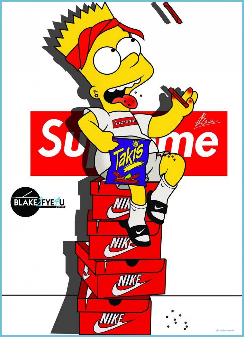 بارت سيمبسون الأنيق بأسلوب Supreme وفن التقطير خلفية