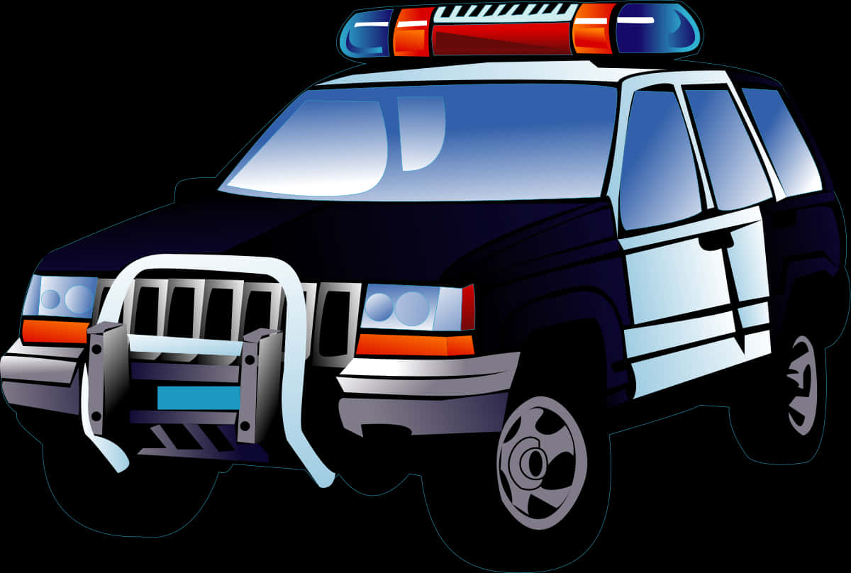 سيارة شرطة من نوع SUV رسم كرتوني خلفية