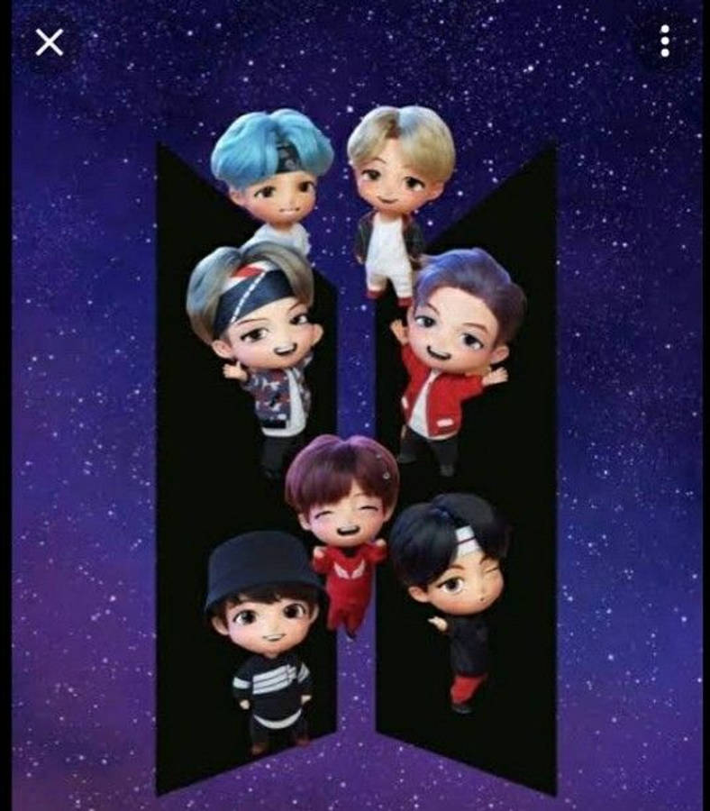 تألق TinyTan BTS على خلفية زرقاء مرصعة بالنجوم خلفية