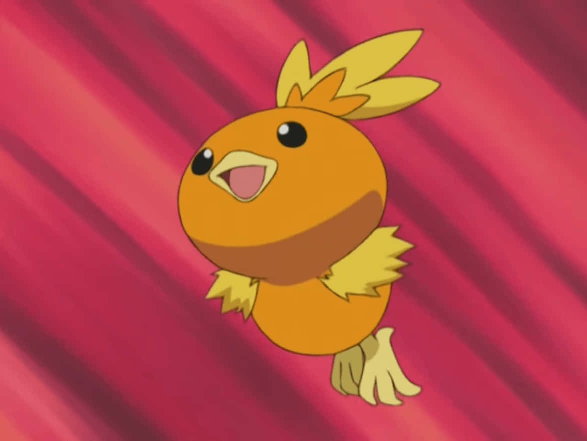 Torchic يقفز مع خلفية حمراء خلفية