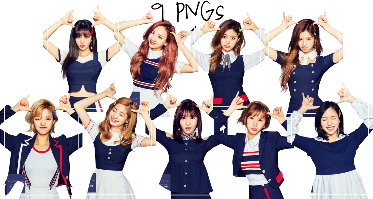 إيماءة يدوية على شكل قلب من أعضاء فرقة Twice خلفية