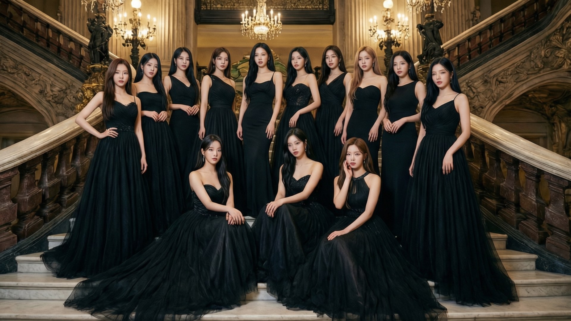 TWICE في حفل ربطة عنق سوداء خلفية