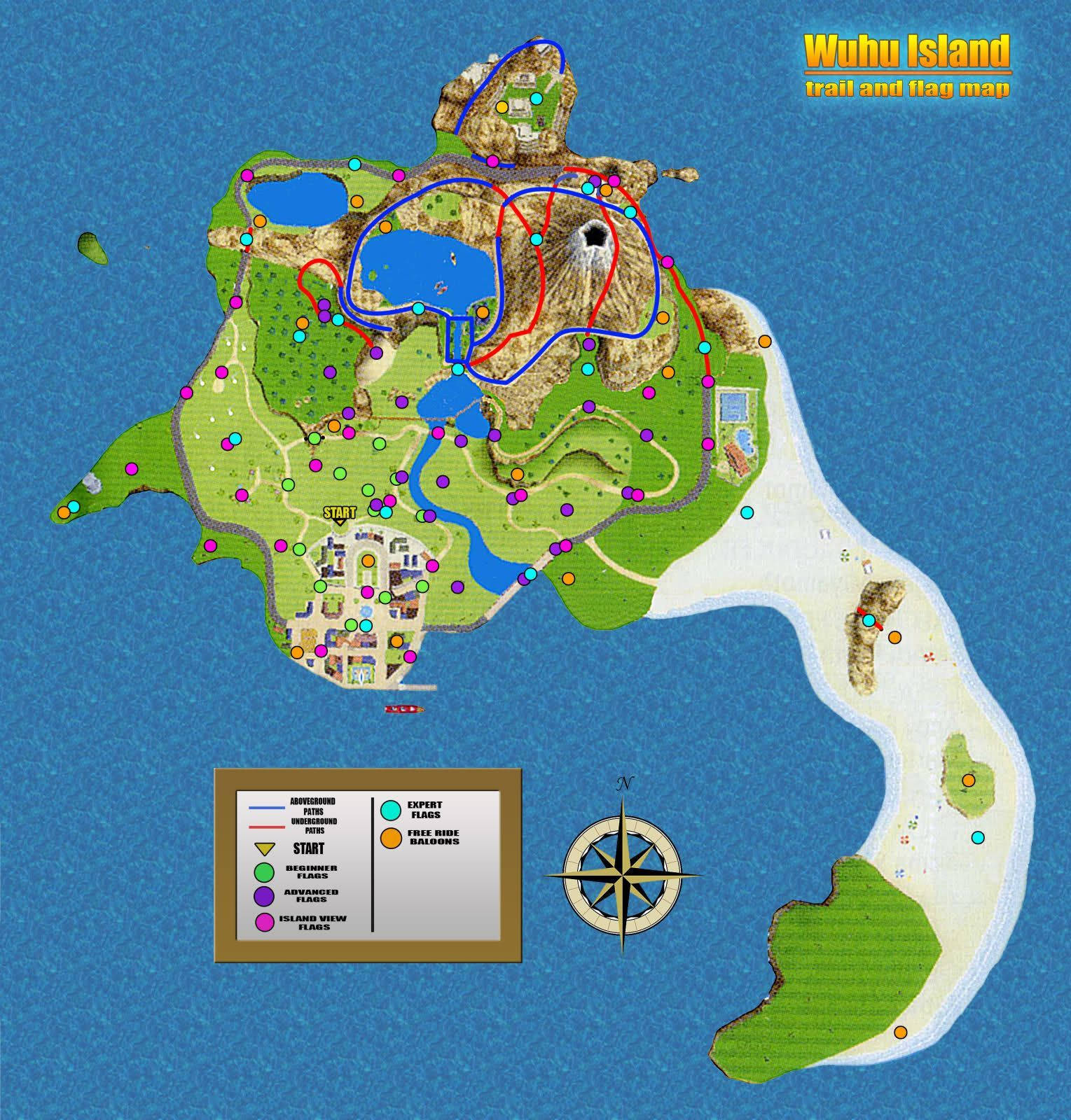 خريطة جزيرة ووهو في لعبة Wii Sports Resort خلفية