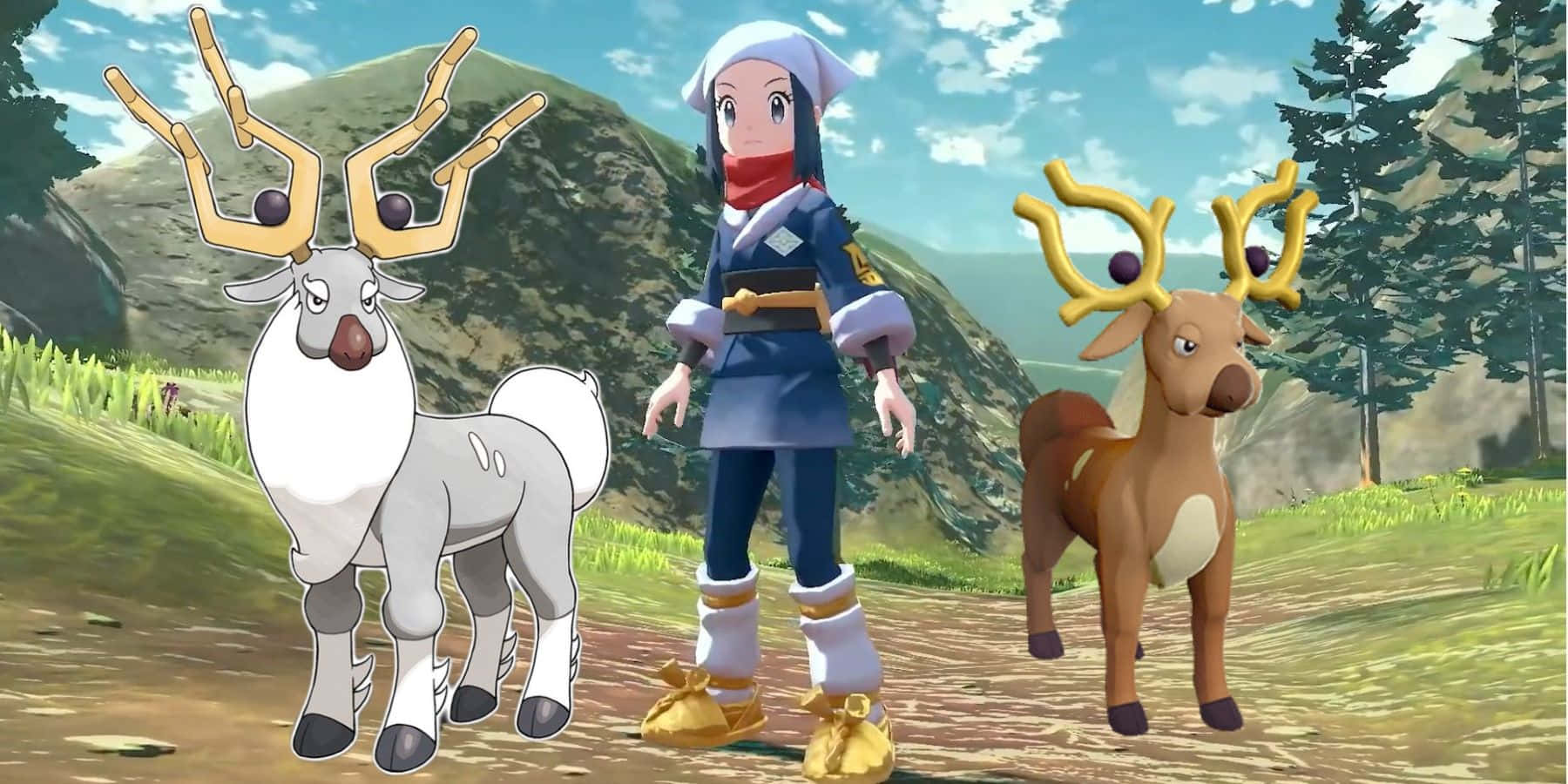 Wyrdeer وStantler مع اللاعب خلفية