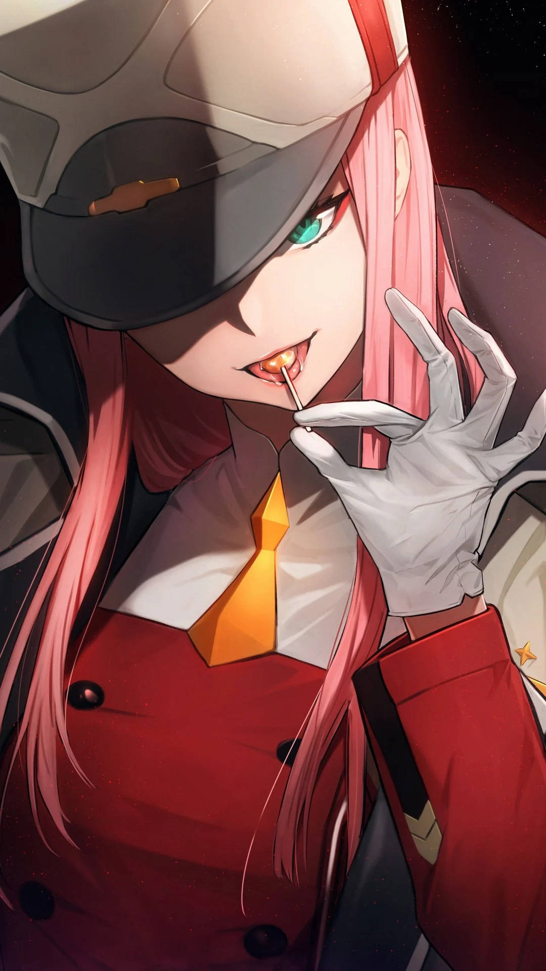 هاتف Zero Two وهي تمص مصاصة خلفية