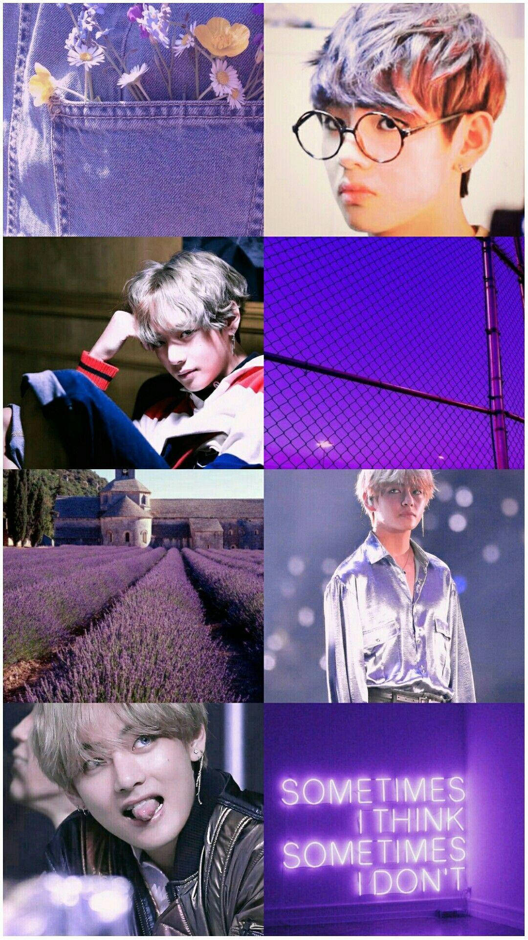 أجواء فنية لعضو BTS V بضوء بنفسجي خلفية