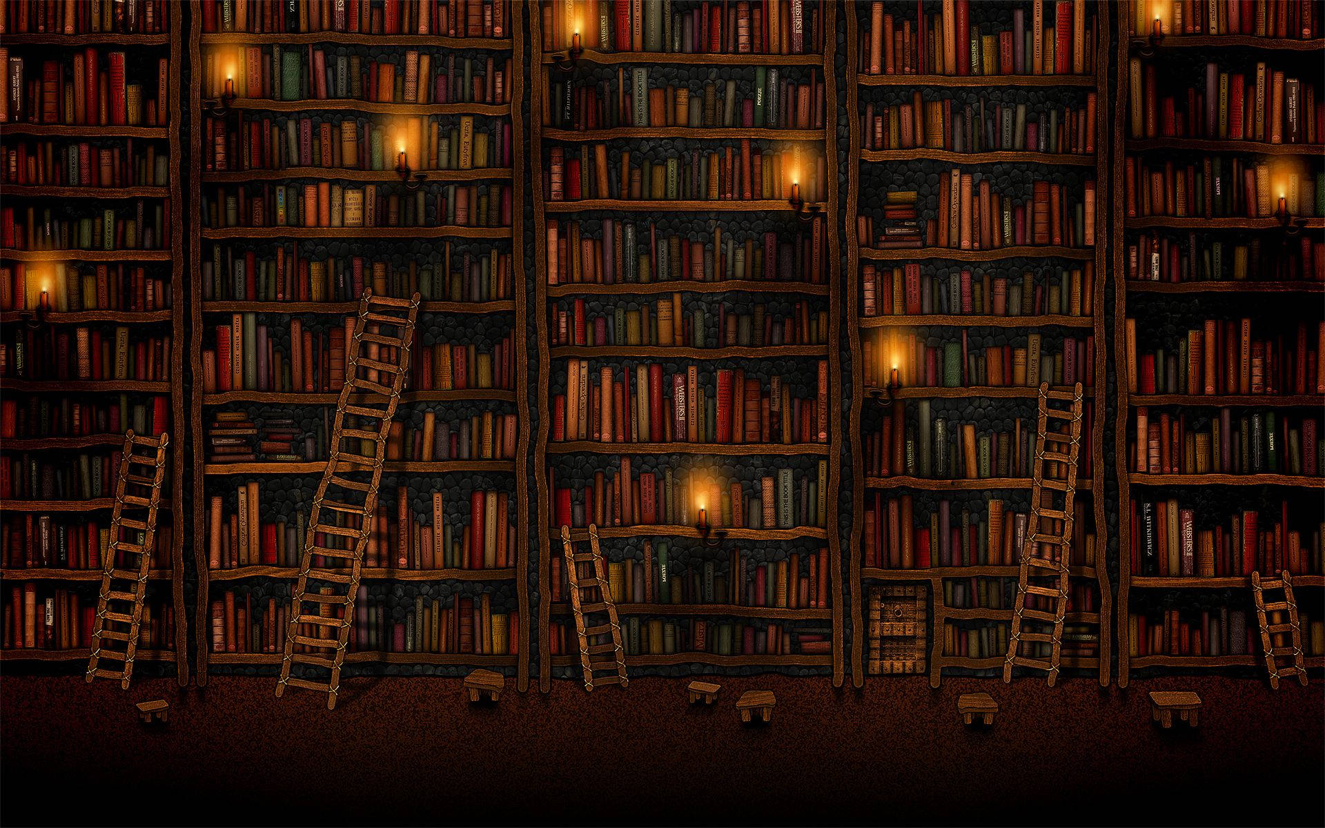 أرفف كتب بنية جمالية مع لابتوب