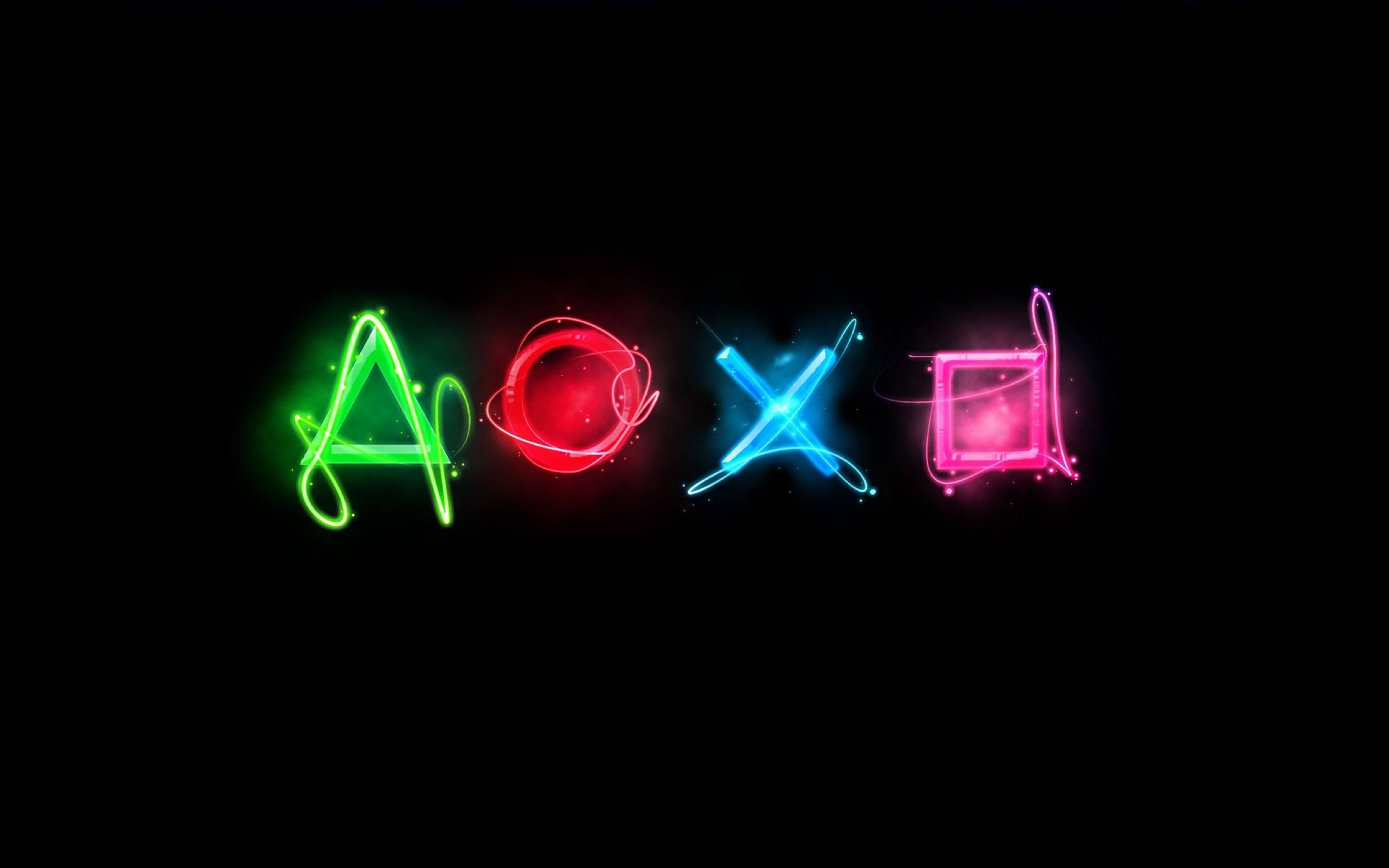 أزرار التحكم بتصميم نيون 4K PS4 خلفية