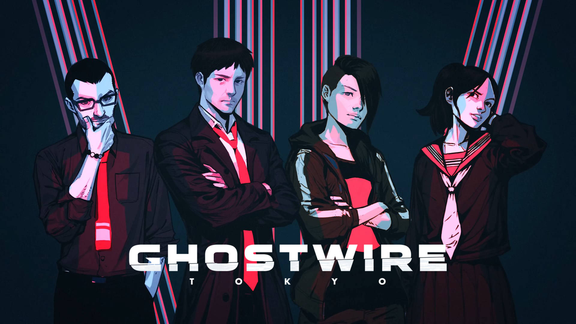 أعداء بشريون غامضون في لعبة Ghostwire Tokyo خلفية