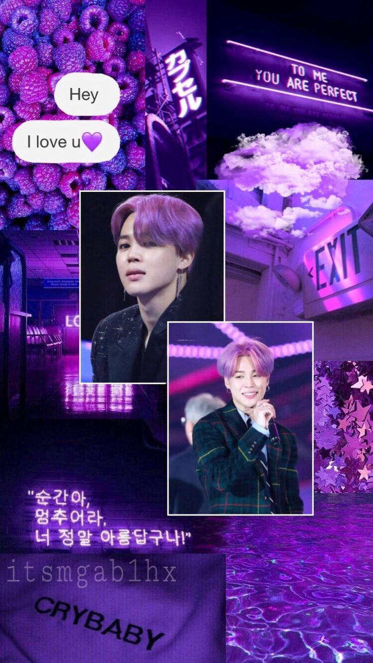 أعمال فنية جمالية لـ BTS جيمين باللون الأرجواني خلفية