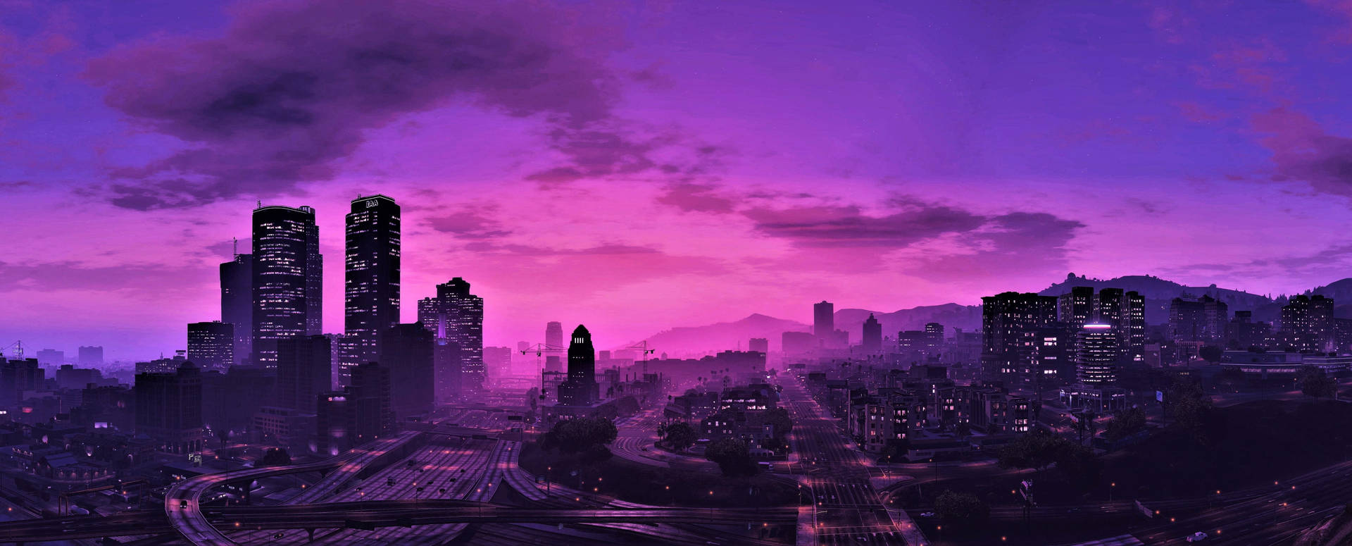 GTA 5 أفق أرجواني للألعاب بدقة 1080p — Gta خلفية