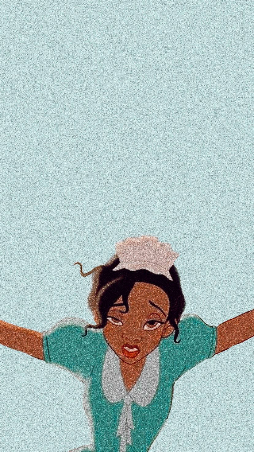 أميرة تيانا النعسانة والمرهقة برسوم كرتونية جمالية خلفية