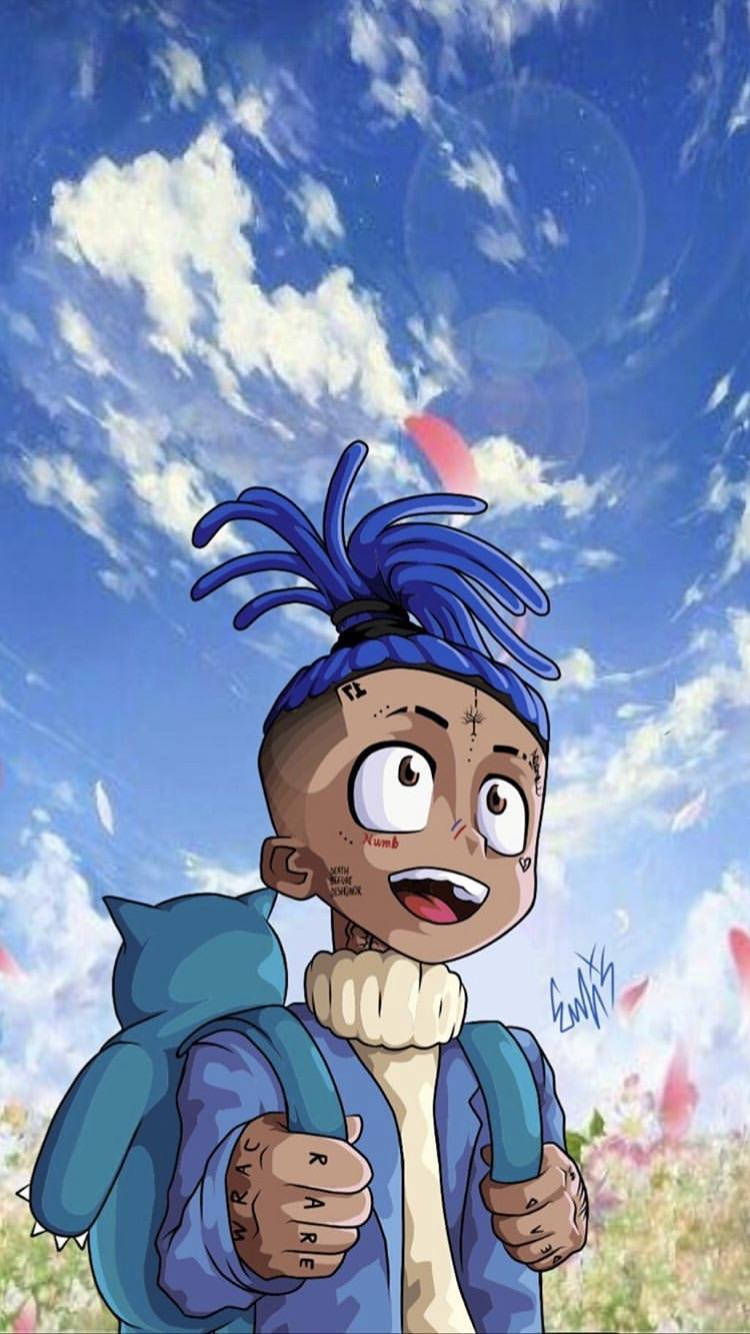 أنمي Xxxtentacion بمعطف أزرق خلفية
