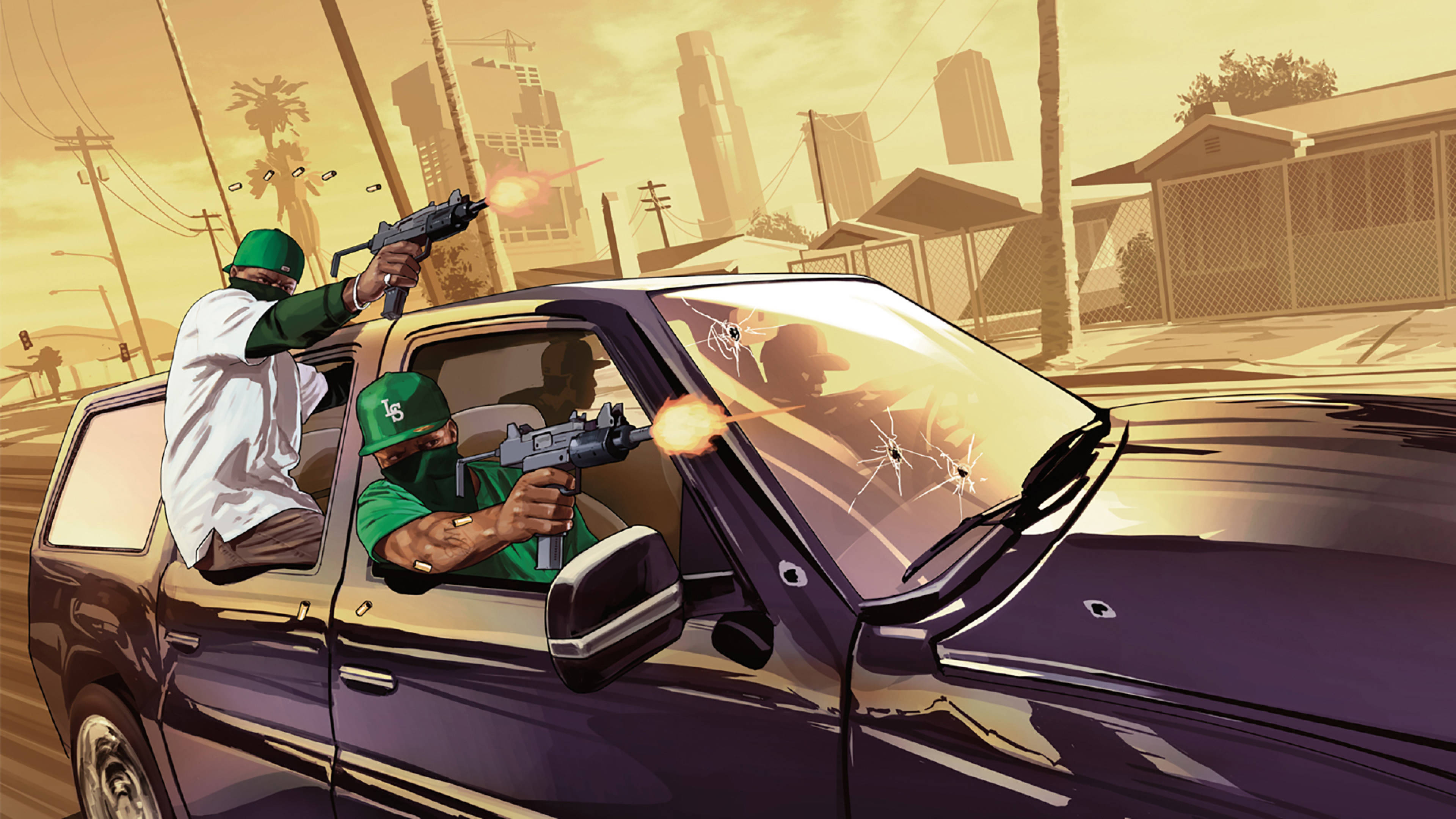إطلاق نار من سيارة GTA SA بدقة 4K خلفية