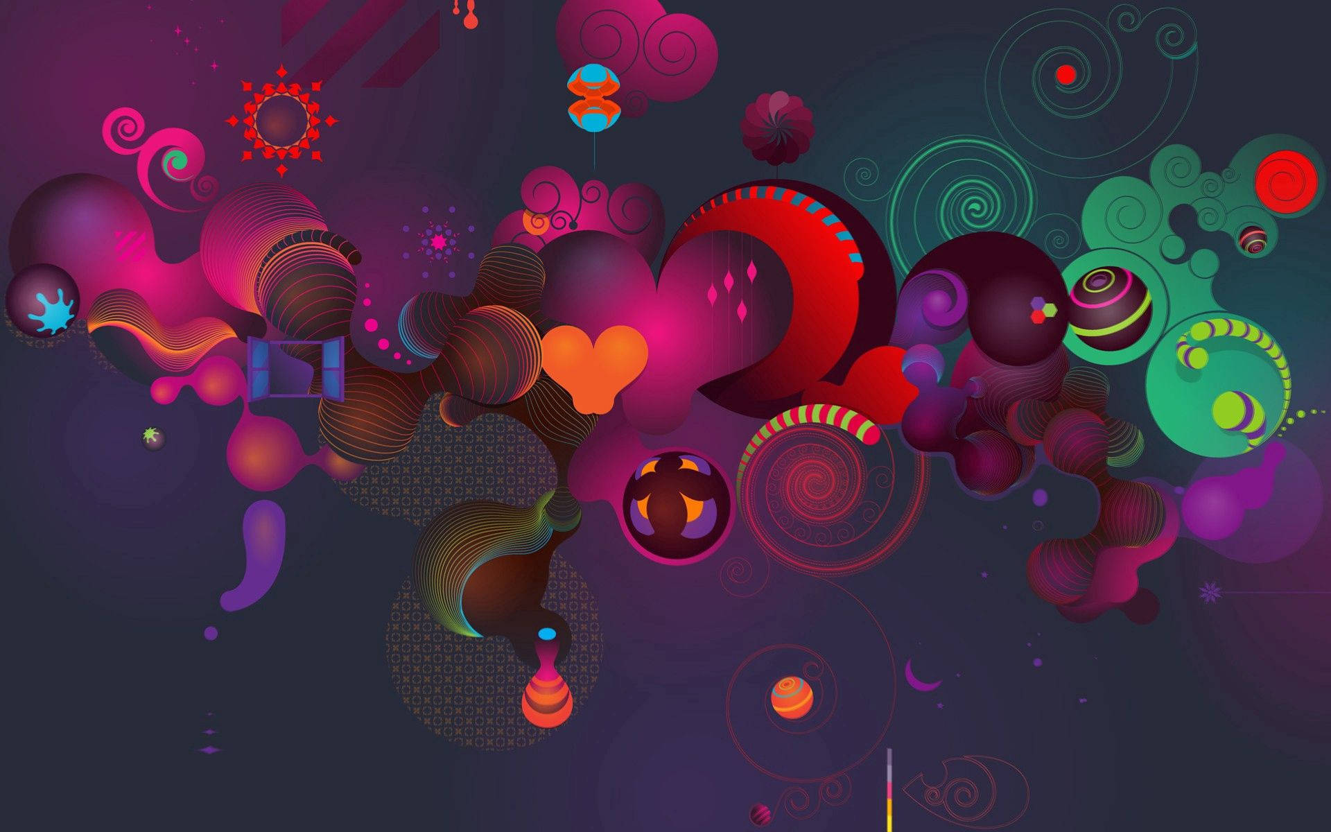 رسم طلاء متعدد الألوان لأشكال وتصميمات حب تجريدية مختلفة.