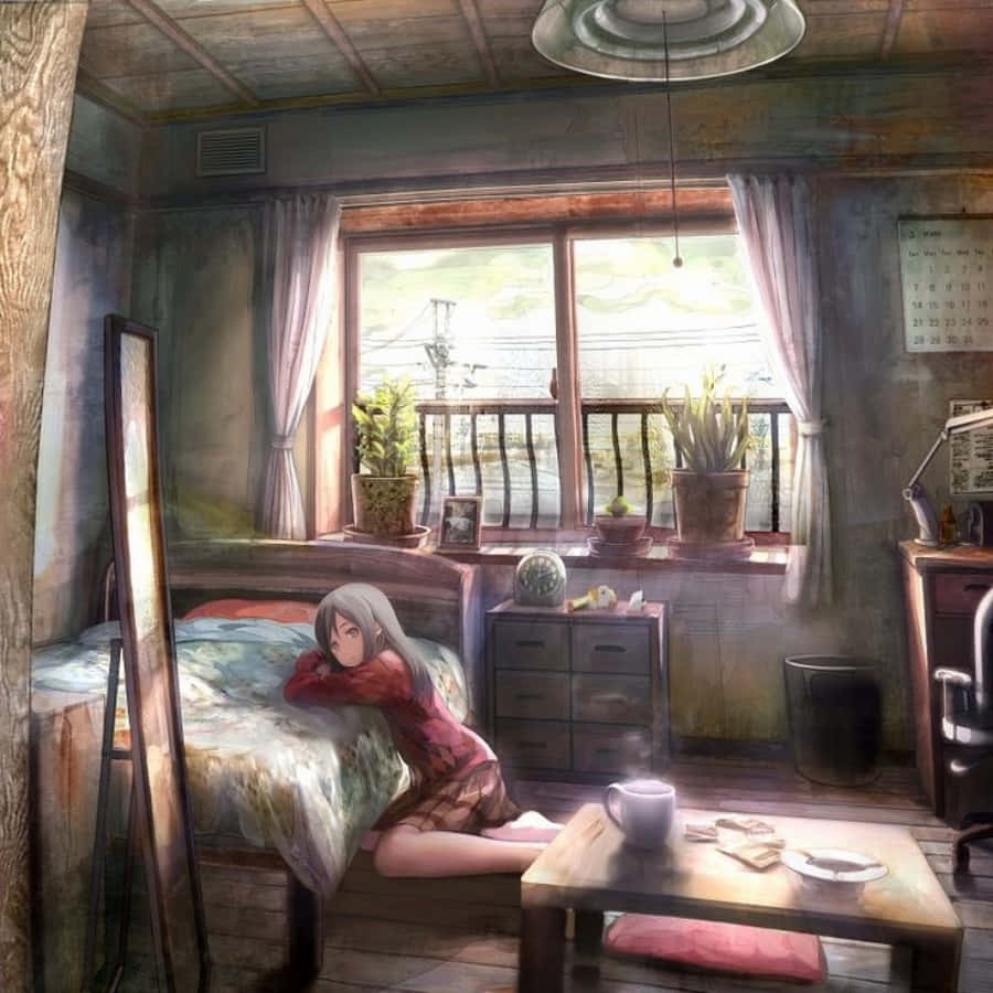 استرخِ واستمتع في هذه الغرفة النابضة بالحياة بتصميم الأنمي خلفية