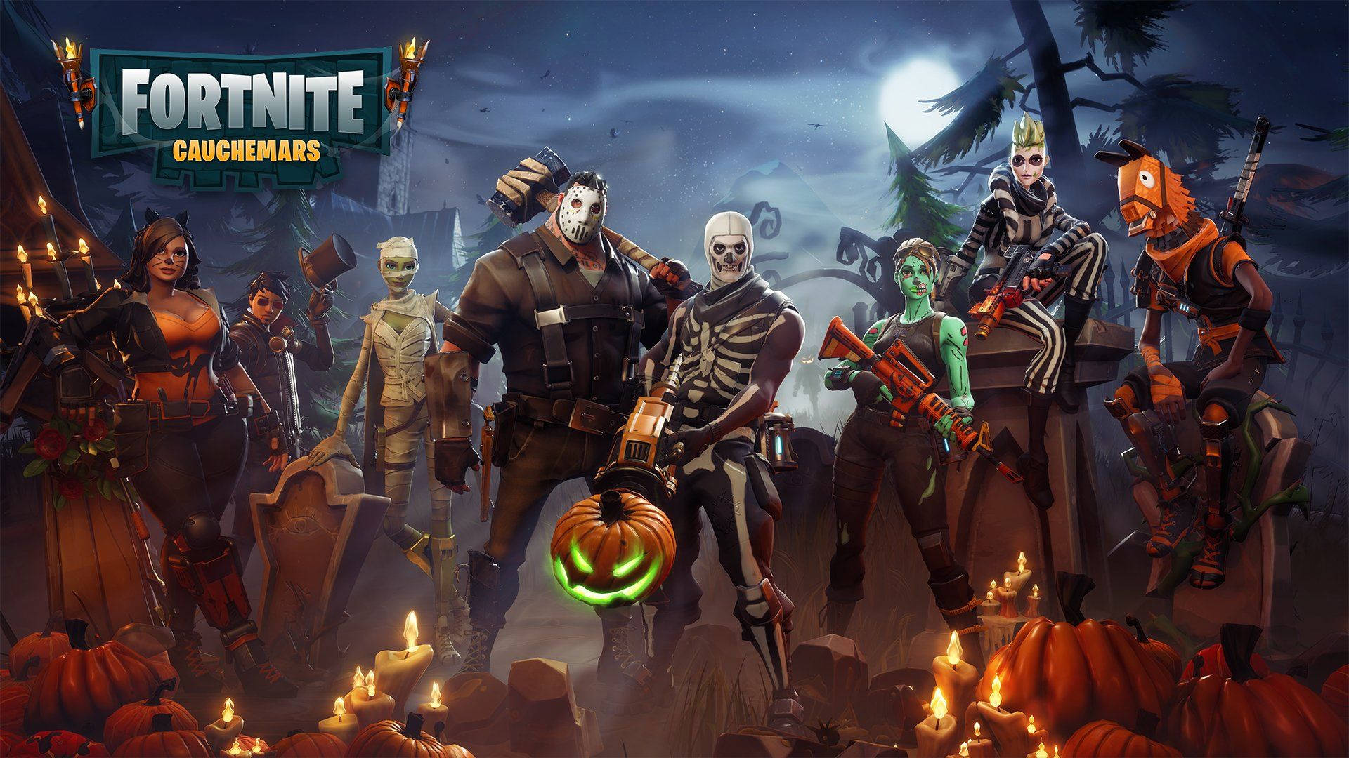 جلود جديدة بموضوع الهالوين في خلفية فورتنايت عالية الدقة