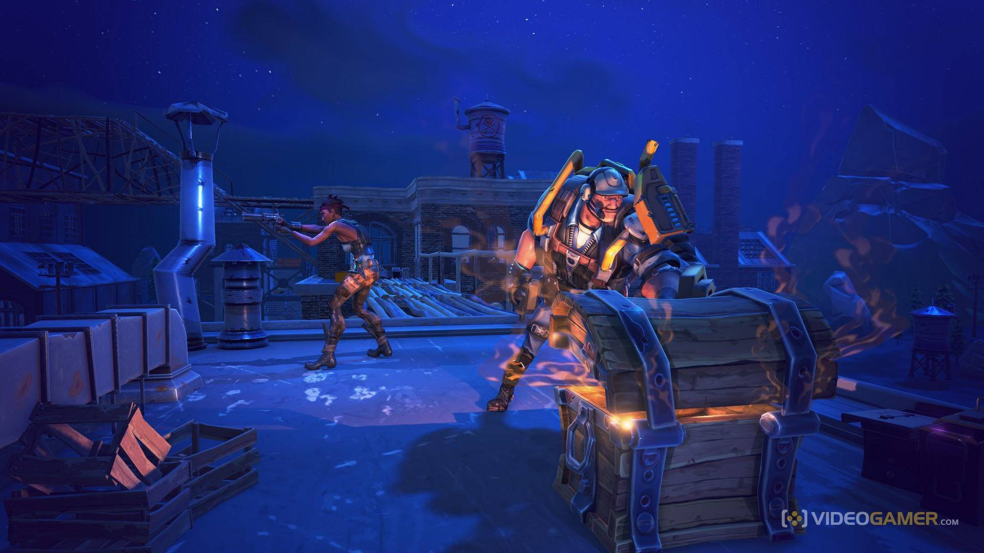 لاعبان يجدان صندوق كنز في خلفية فورتنايت