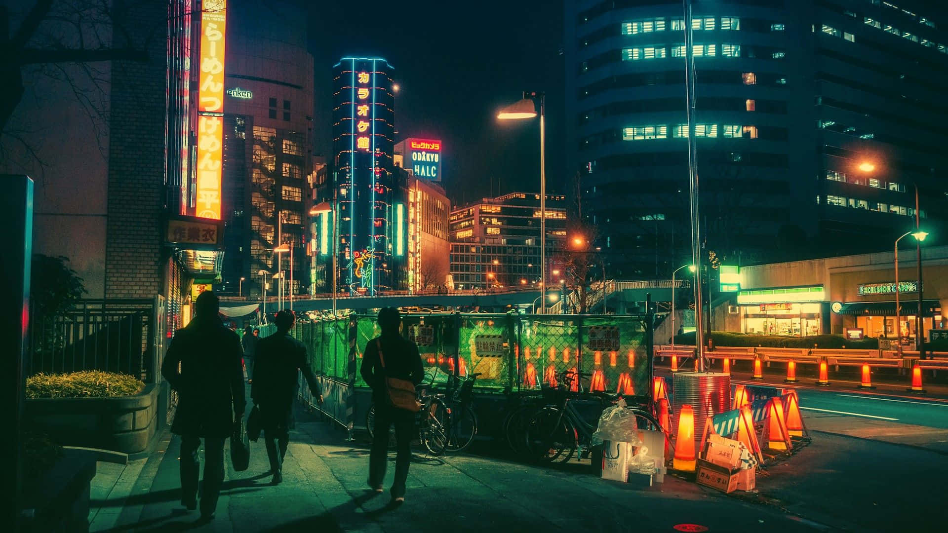 اكتشف واحة المدينة النيونية خلفية