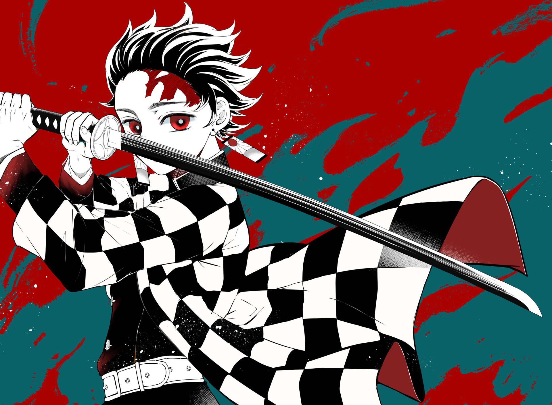خلفية تانجيرو أخضر من Demon Slayer بدقة 4K