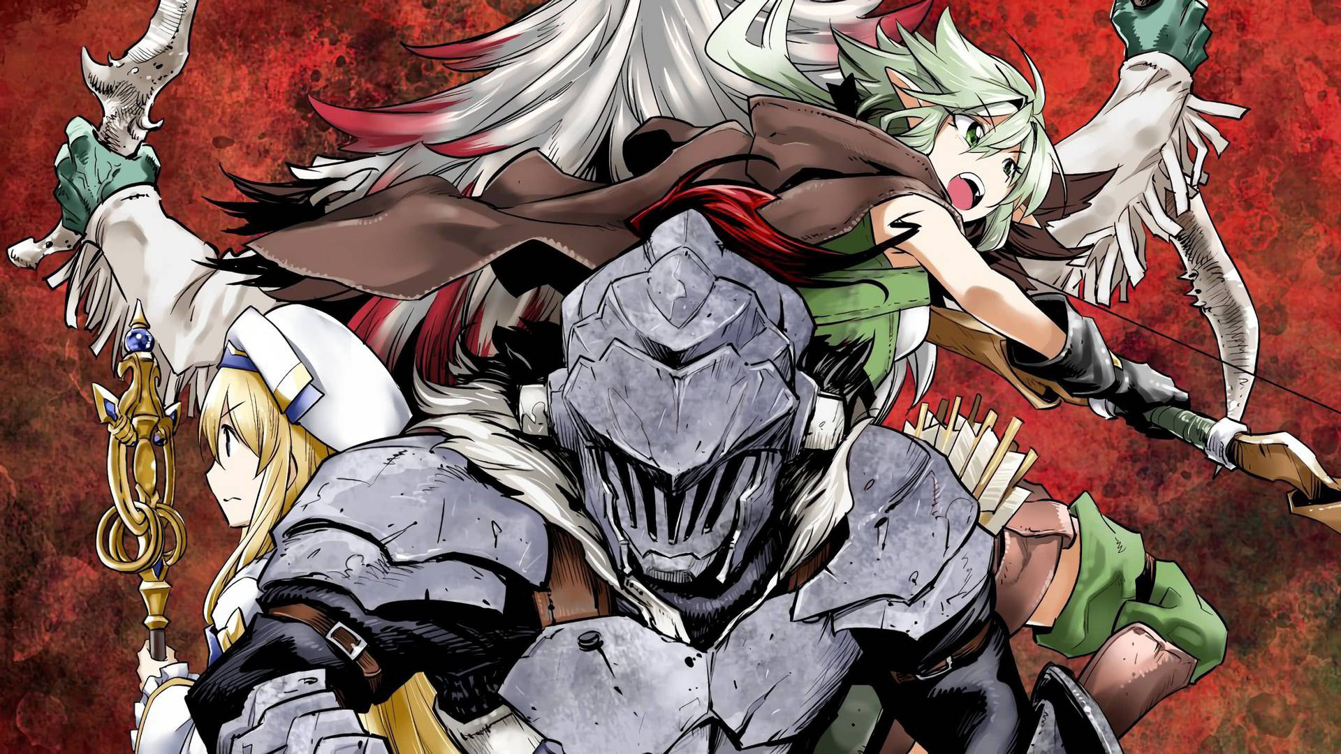 خلفية Demon Slayer تضم قاتل العفاريت، وقوس النخبة العالية، والكاهنة. — قاتل الشياطين خلفية