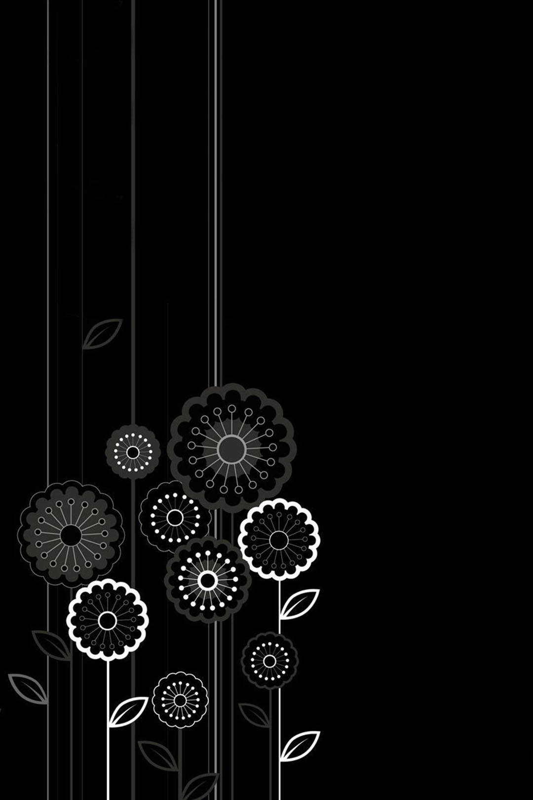 تصميم زهري كرتوني داكن لأندرويد