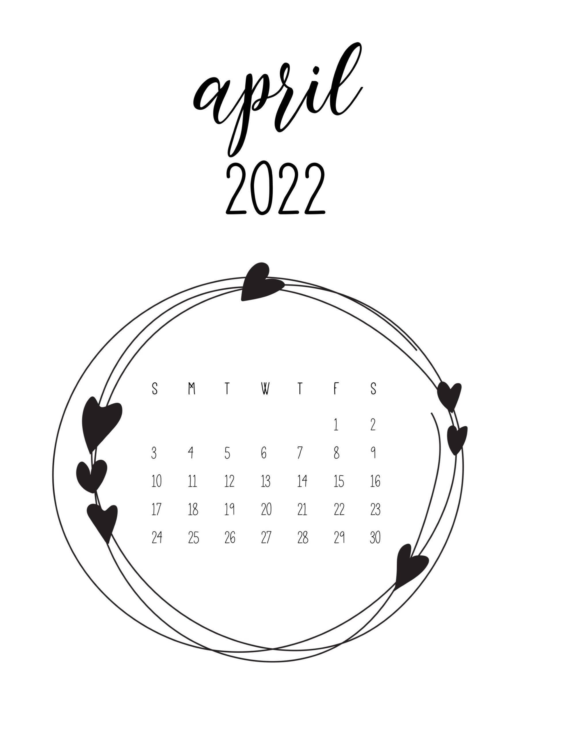 تقويم أبريل 2022 بالأبيض والأسود خلفية