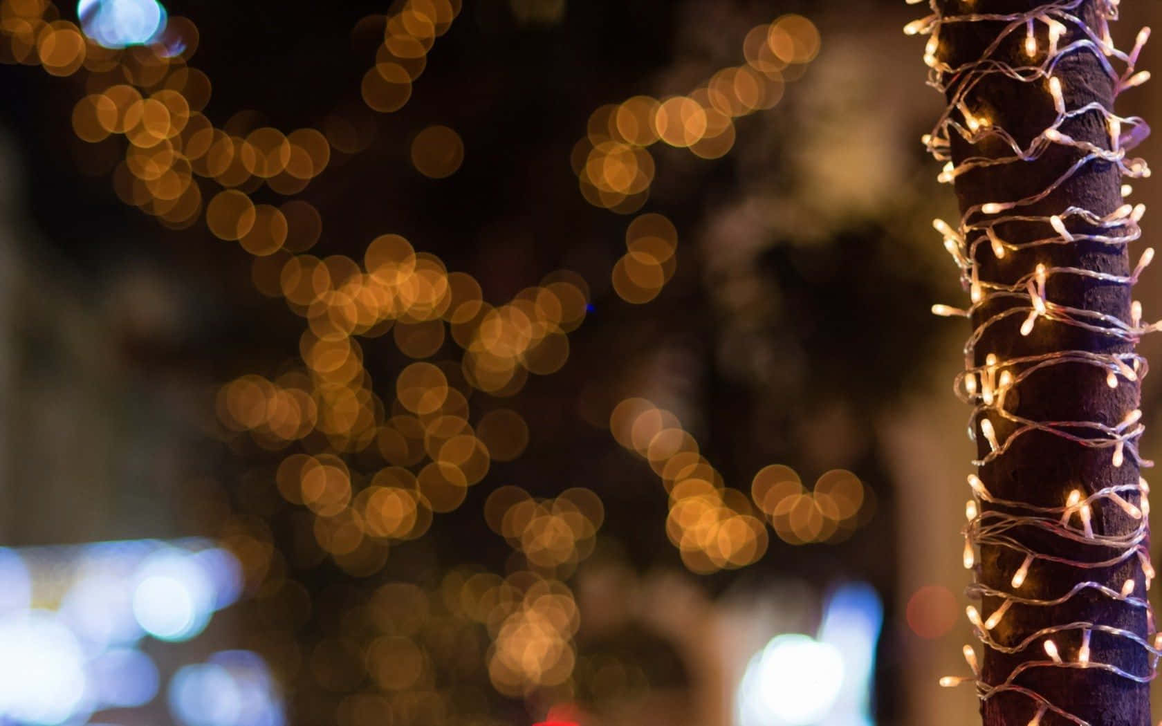 توهج ساحر من زينة أضواء عيد الميلاد خلفية